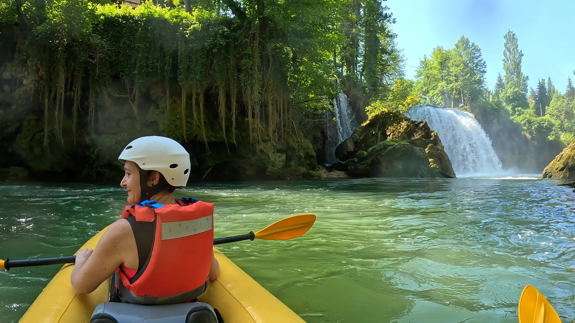 Kayak safari tour on Mreznica River, a nature adventure near Rastoke and Plitvice Lakes.