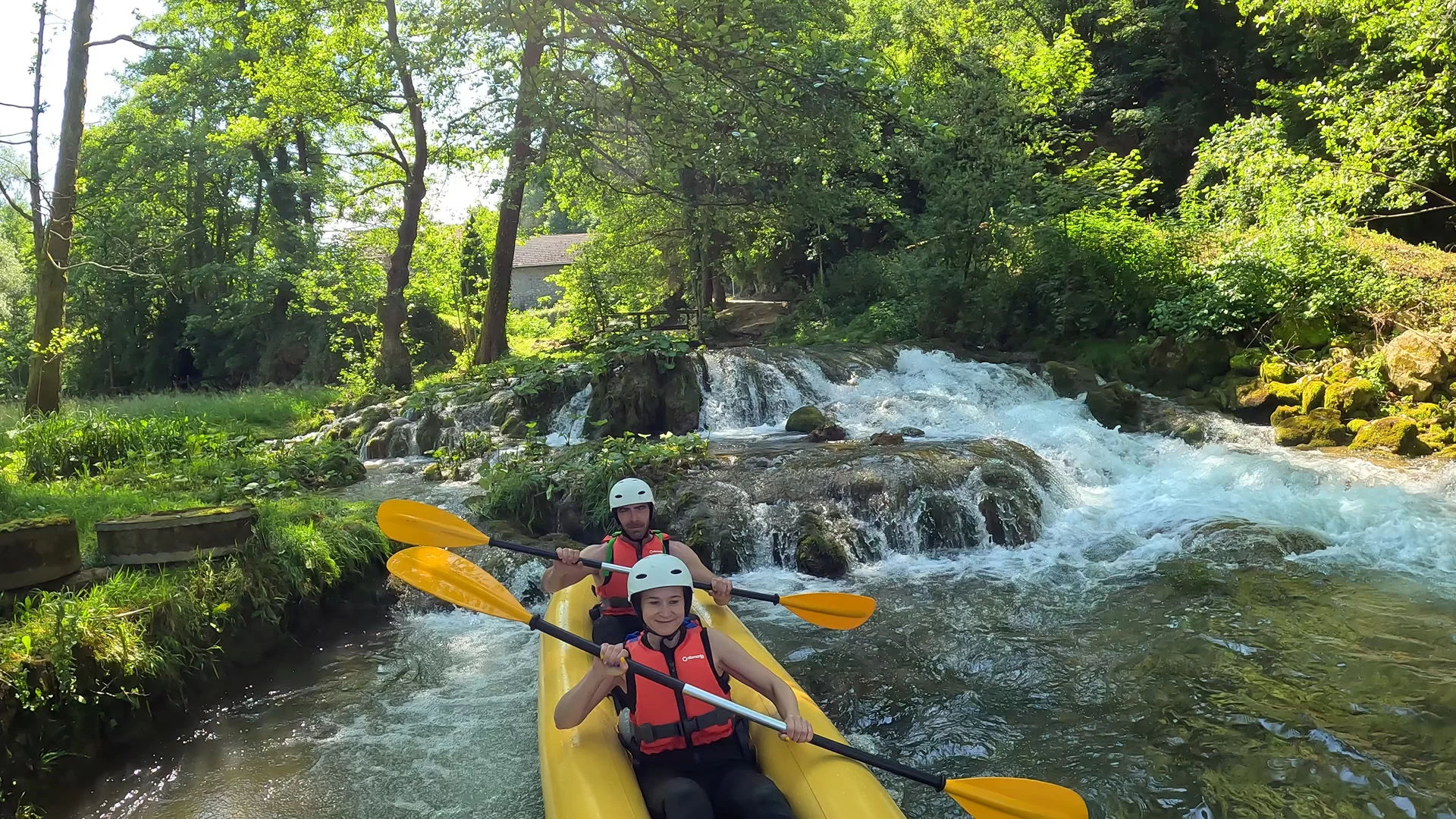 Kayak safari tour on Mreznica River, a nature adventure near Rastoke and Plitvice Lakes.