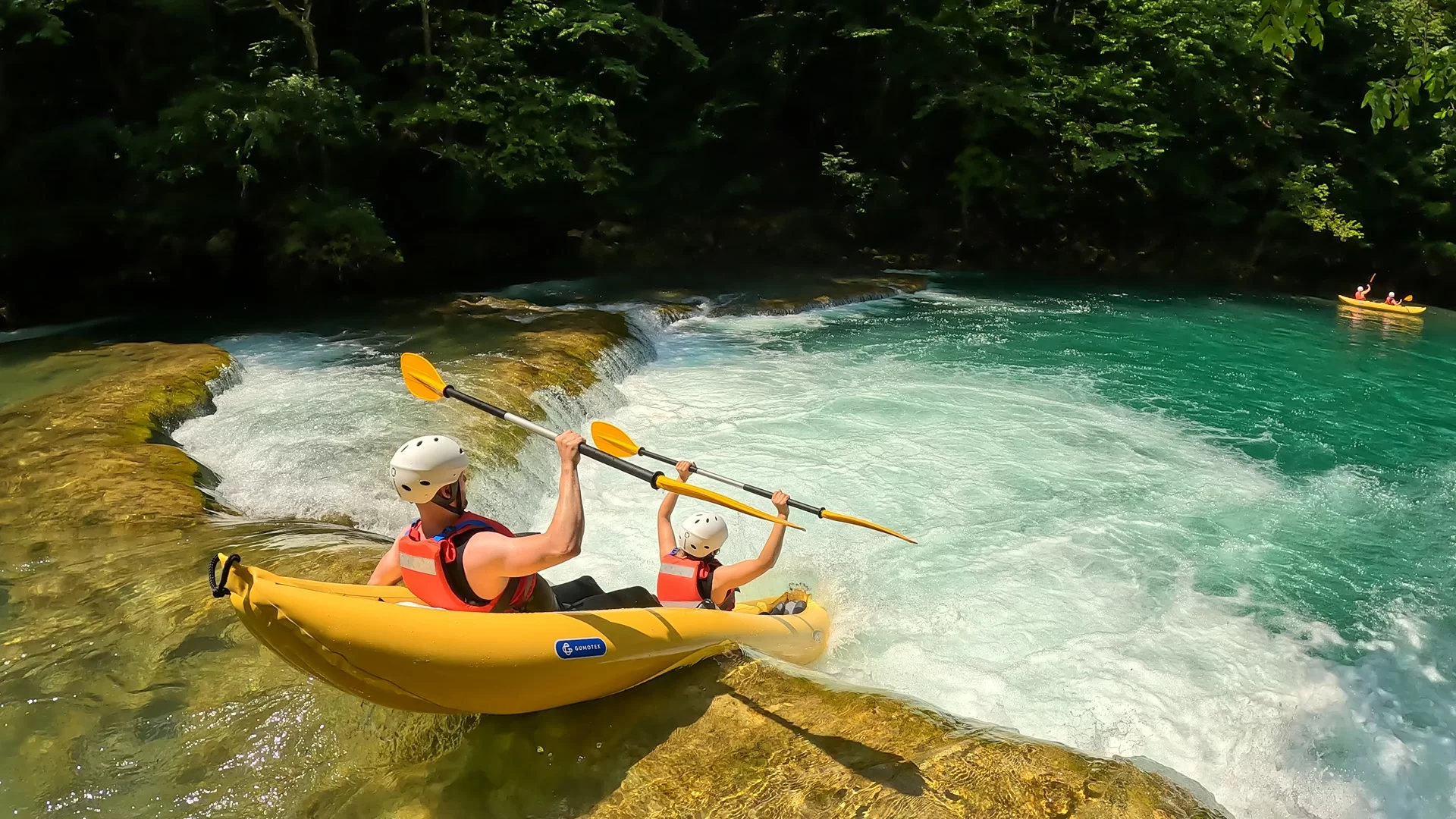 Kayak safari tour on Mreznica River, a nature adventure near Rastoke and Plitvice Lakes.