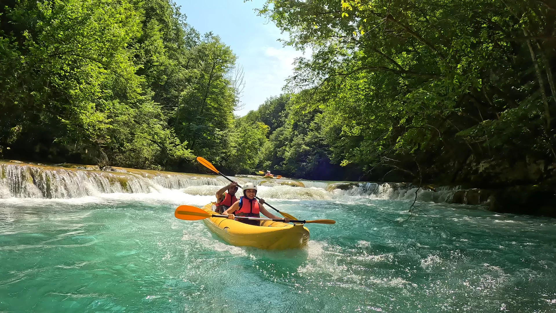 Kayak safari tour on Mreznica River, a nature adventure near Rastoke and Plitvice Lakes.