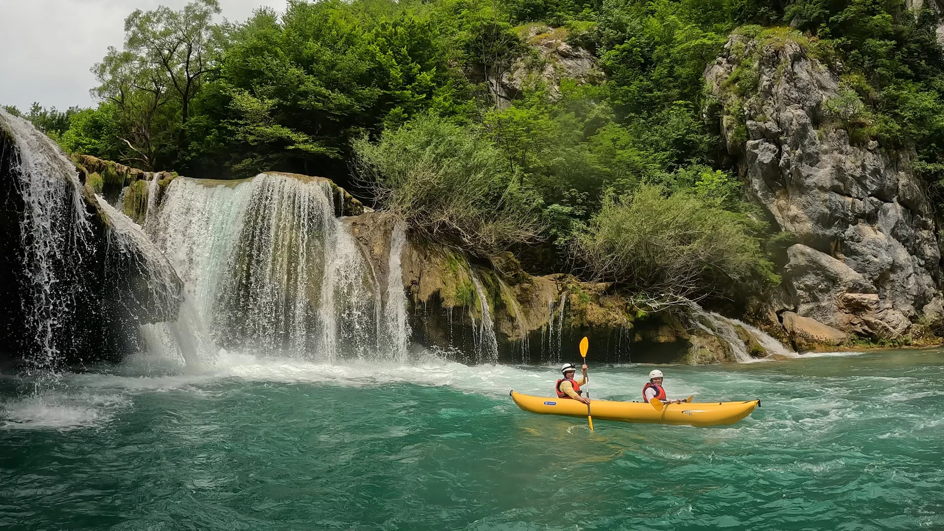 Kayak safari tour on Mreznica River, a nature adventure near Rastoke and Plitvice Lakes.