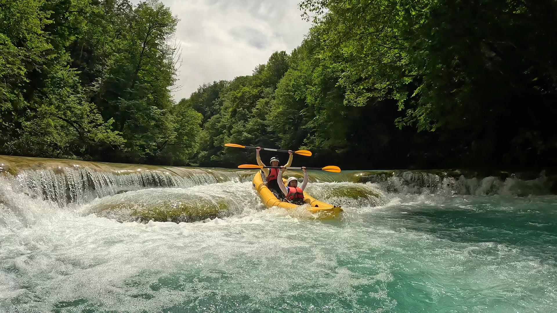 Kayak safari tour on Mreznica River, a nature adventure near Rastoke and Plitvice Lakes.