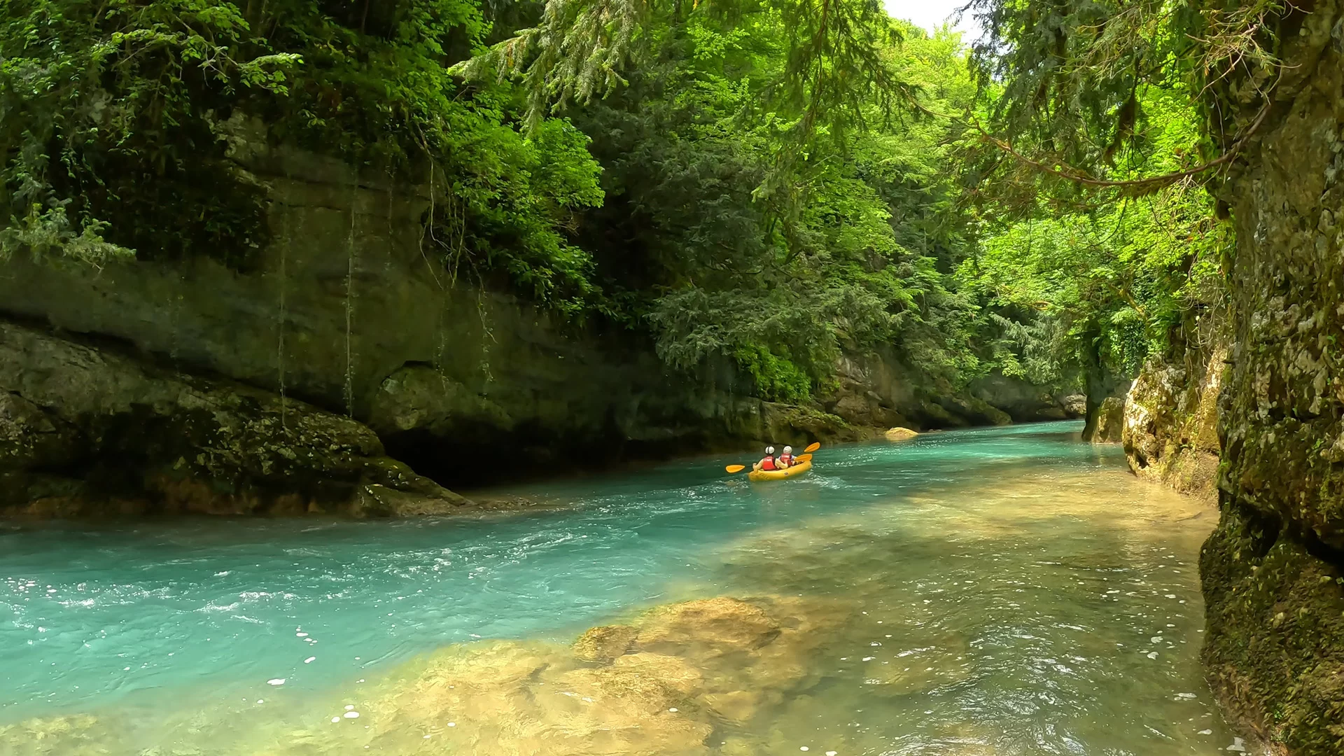 Kayak safari tour on Mreznica River, a nature adventure near Rastoke and Plitvice Lakes.